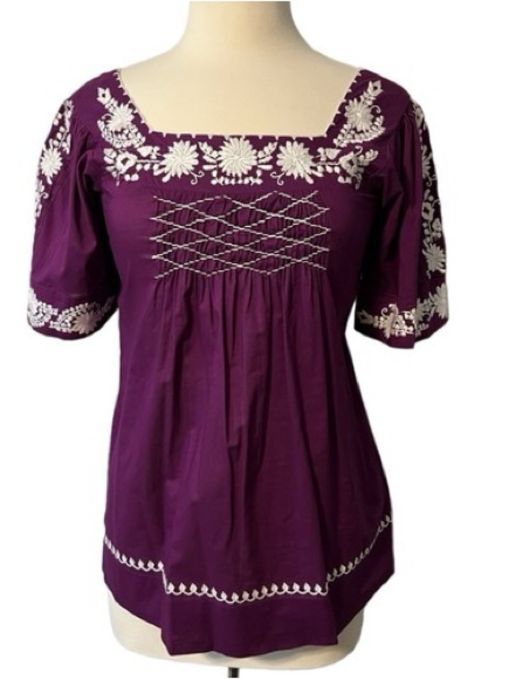 Karen Kane Embroidered Square-Neck Top